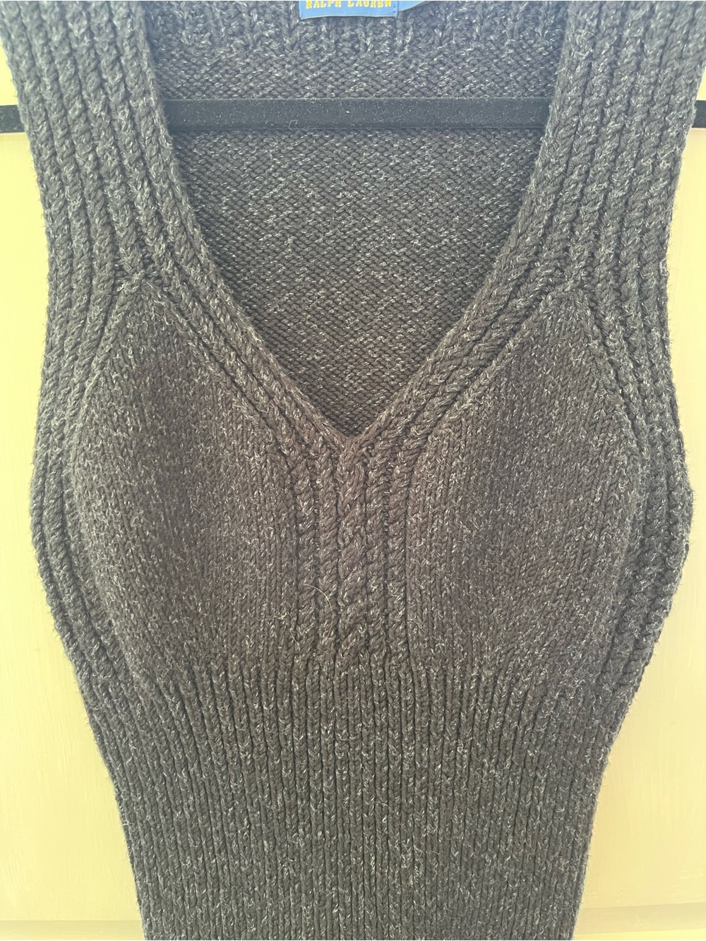 Polo by Ralph Lauren Small Black/Grey Ribbed V-Neck Knit Tank Top Minimalist - Picture 4 of 6
